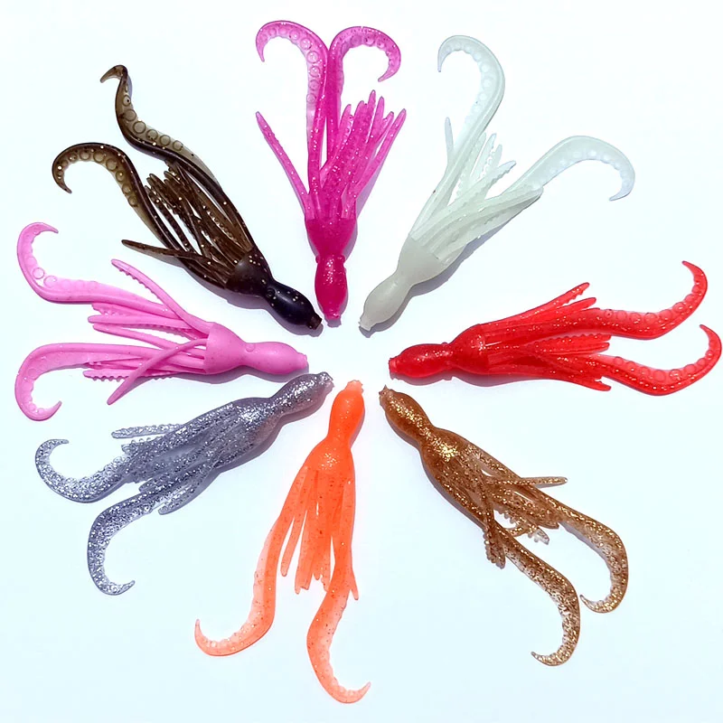 

40pcs New design TPR skirt UV glow soft lure jig head skirt DIY fishing accessory pink red white assist jigging hook