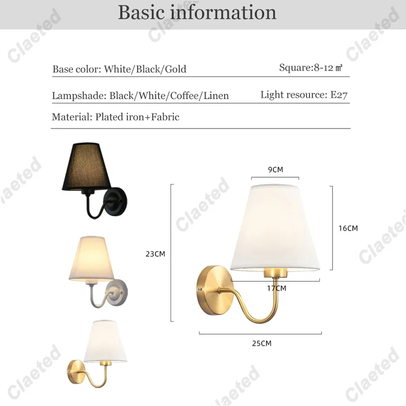 Wall Lamp with LED E27 Bulb Fabric Lampshade Wall Sconces for Hotel Bedroom Bedside Living Room Stairs Home Decoration led wall lamp,wall sconces light,wall lamp