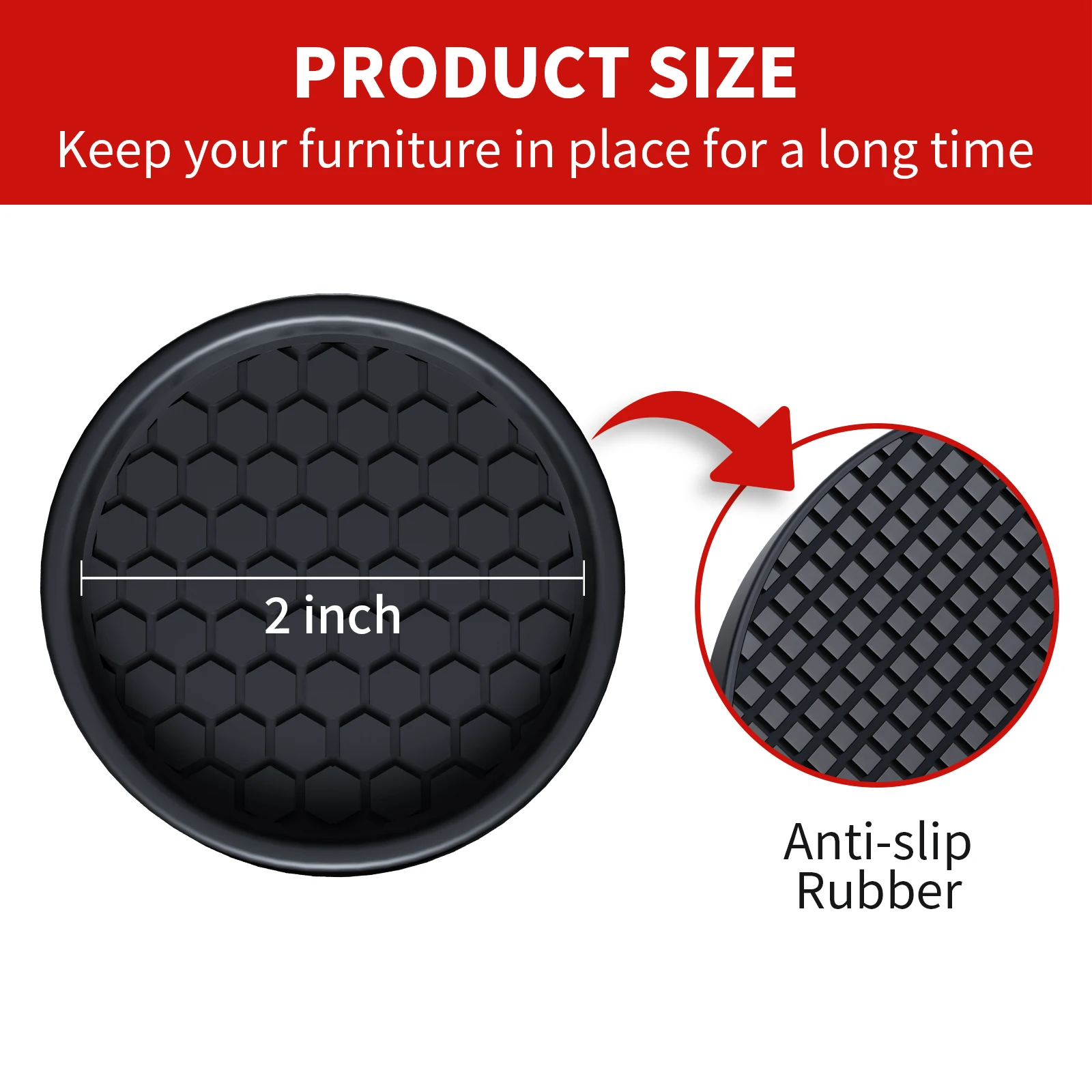 4 Pcs Rubber Furniture Castor Cups, Furniture Coasters Feet Pads Anti-Sliding Floor Grip Floor Protectors For All Floors & Wheels Of Furniture, On - View #7