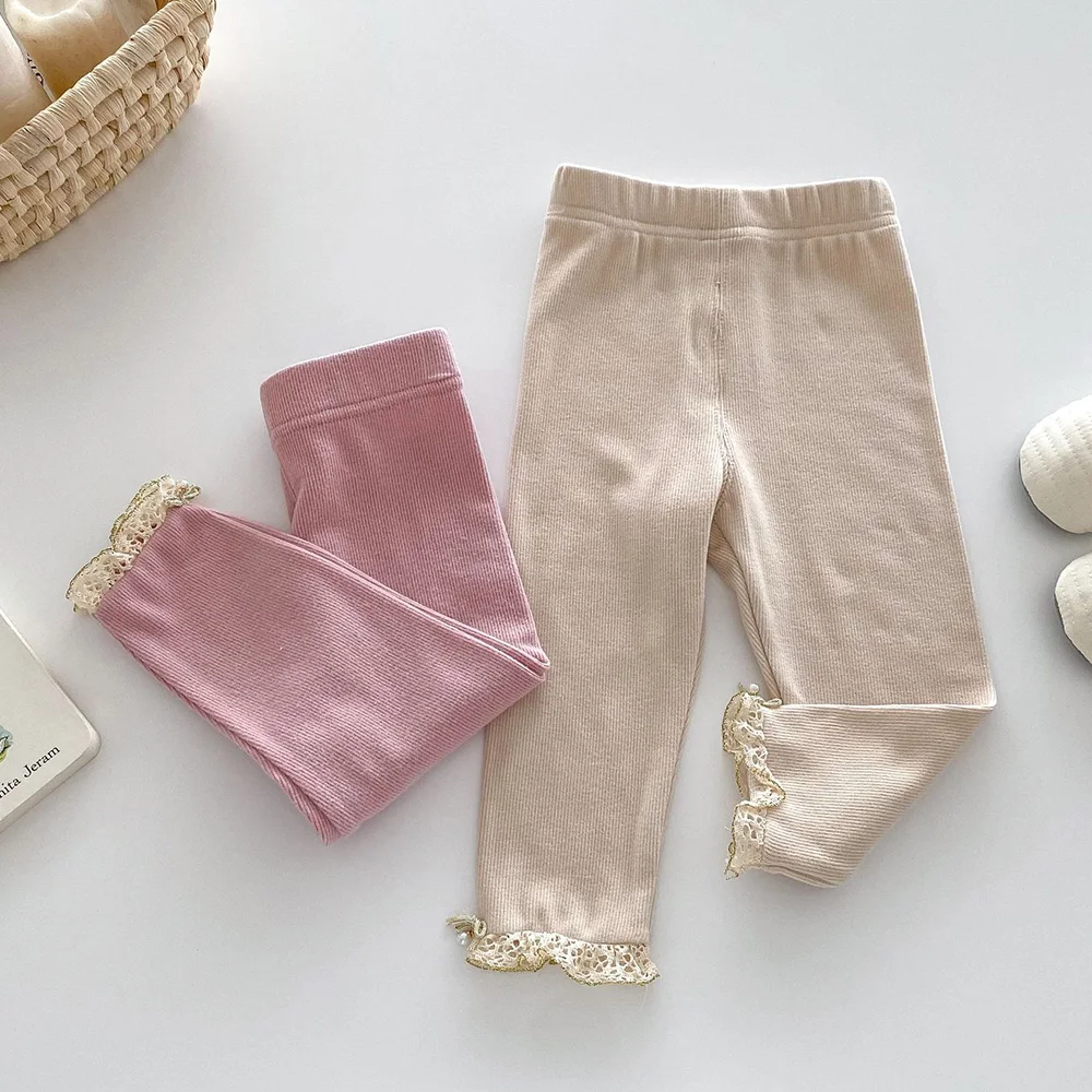 

Леггинсы для маленьких девочек, Новое поступление на весну и осень, однотонная модная одежда для малышей, детские брюки