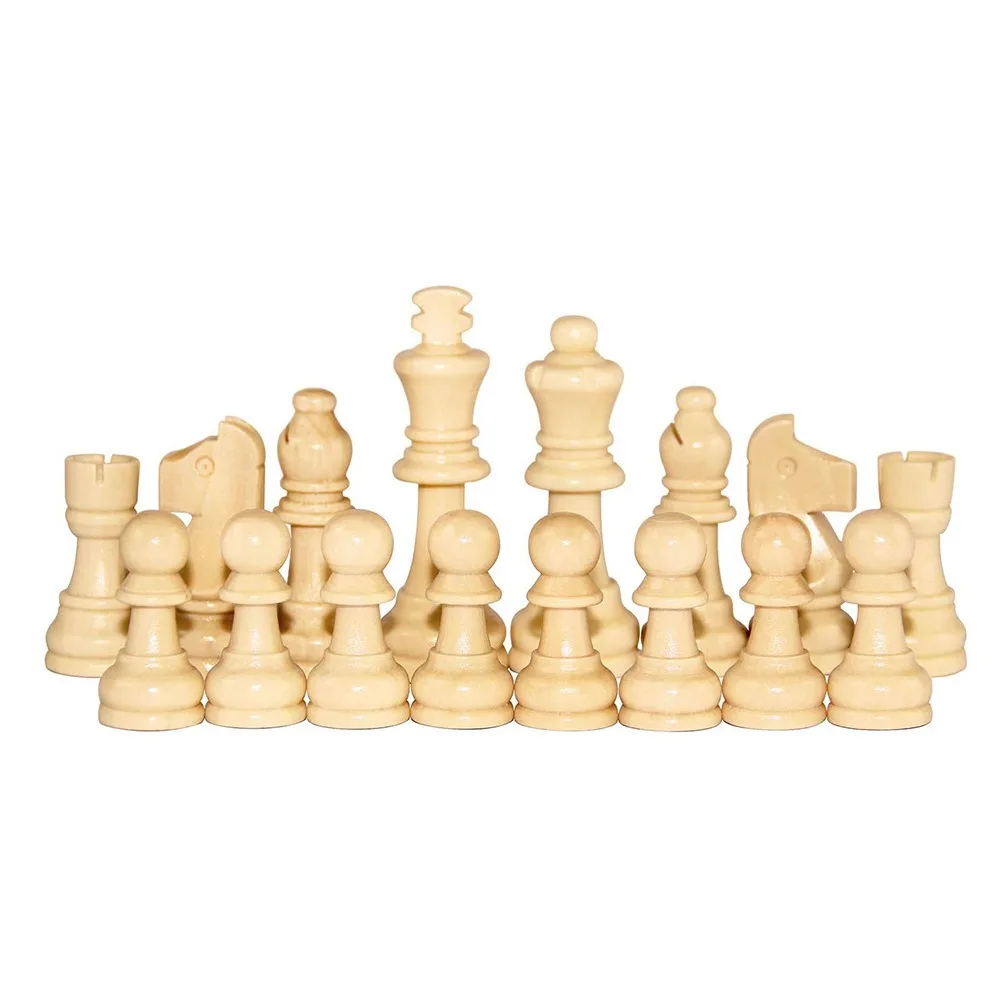 32PCS 2.2 in Wooden Chess Wooden with Protective Pads Word Chess Set Improve Intelligence Education Chess Game Chess Board Game