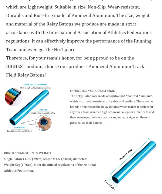 4 Bastoni Da Staffetta In Lega Di Alluminio Chihutown - Per Atletica, Corse E Sport All'Aperto