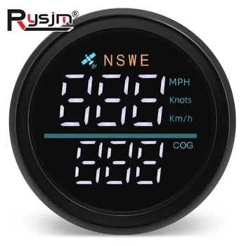 52mm Car Boat GPS Speedometer Gauge 0-299Km/H MPH Knots NSWE Red/Green White Light With GPS Antenna 12V 24V 1