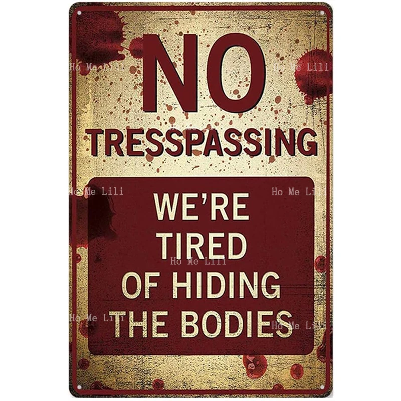 

Halloween Warning No Trespassing Vintage Metal Sign Decorations Haunted House And Horror For Home Decor Door Signs