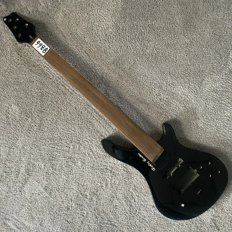 

8366 Harleybenton 5 Strings Electric Bass Kits Fretless Black Color with Active Pickups DIY Bass Set with Damages