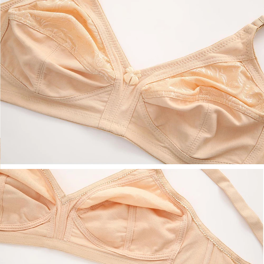 Ruralbras Solid wome cotton Bra push up Full Coverage Wireless Bras Minimizer Top Plus Size 115F 110E 105E 100D 95E 90D 85E 80D 4