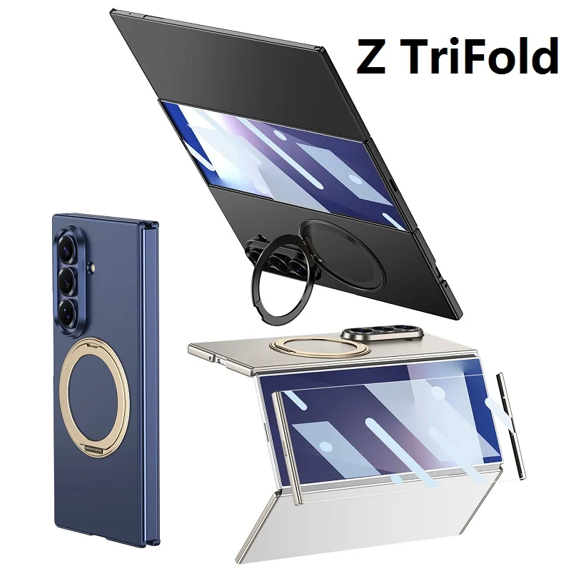 Magnetic 360° Rotating Ring Holder Case with Glass Protector