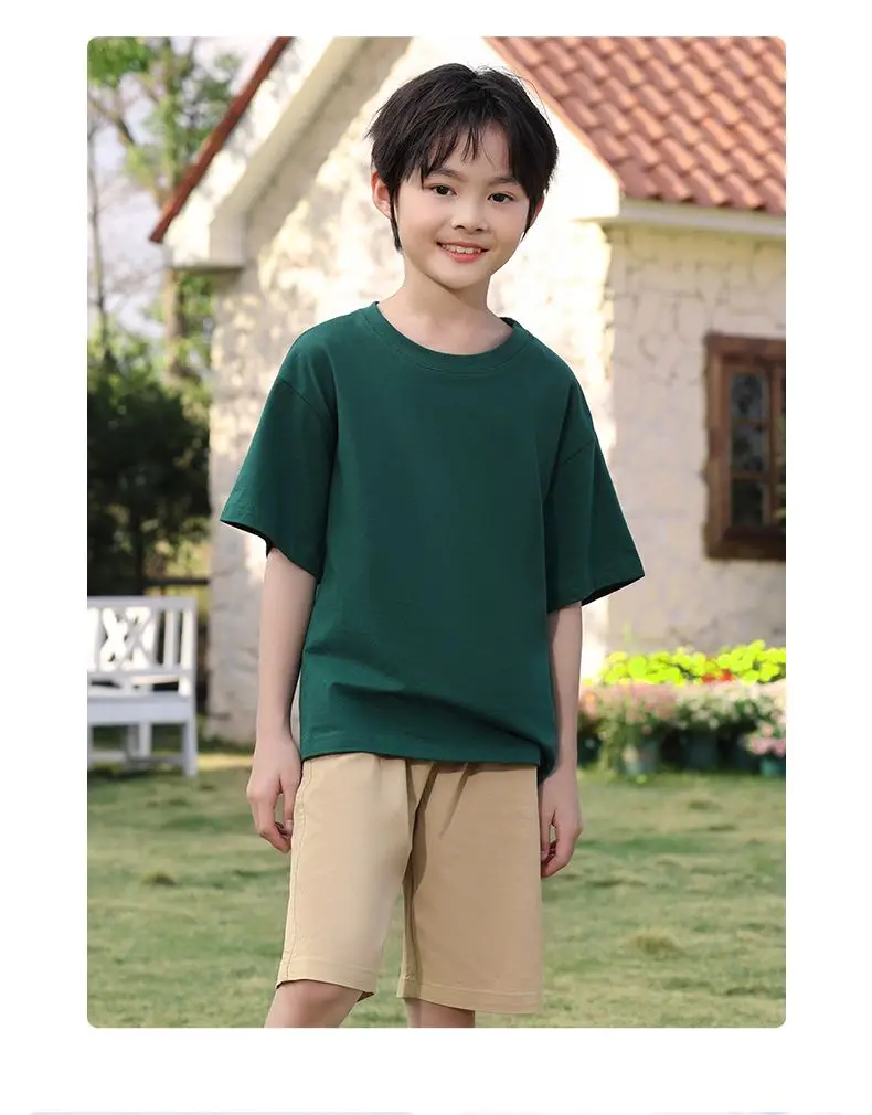 어린이용 순면 오프숄더 반팔 라운드넥 티셔츠, YILI025