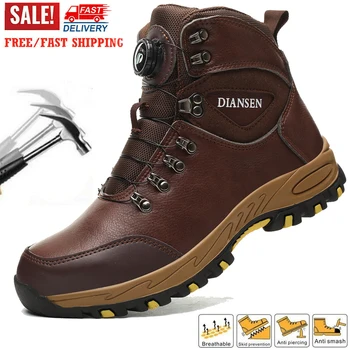 High Top Men Work Shoes Anti-Puncture Anti-smash Work Sneakers Slip Resistant Comfortable Soft Water Waterproof Boots