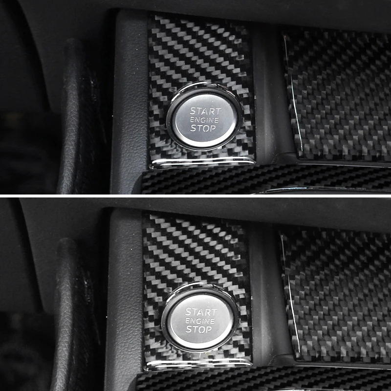 Per Audi A4L A4 B9 2017 2018 Fibra De Carbono Coche-Estilo Motore Interno Arranque Parada Anillo Panel Cubienna Pegatina
