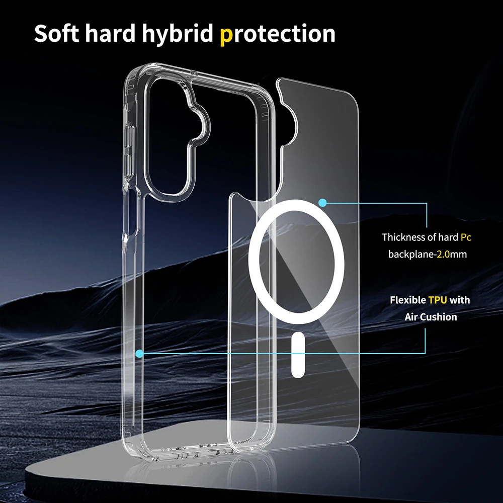 Magnetic Magsafe Wireless Charging Clear Hybrid Hard Cover Case