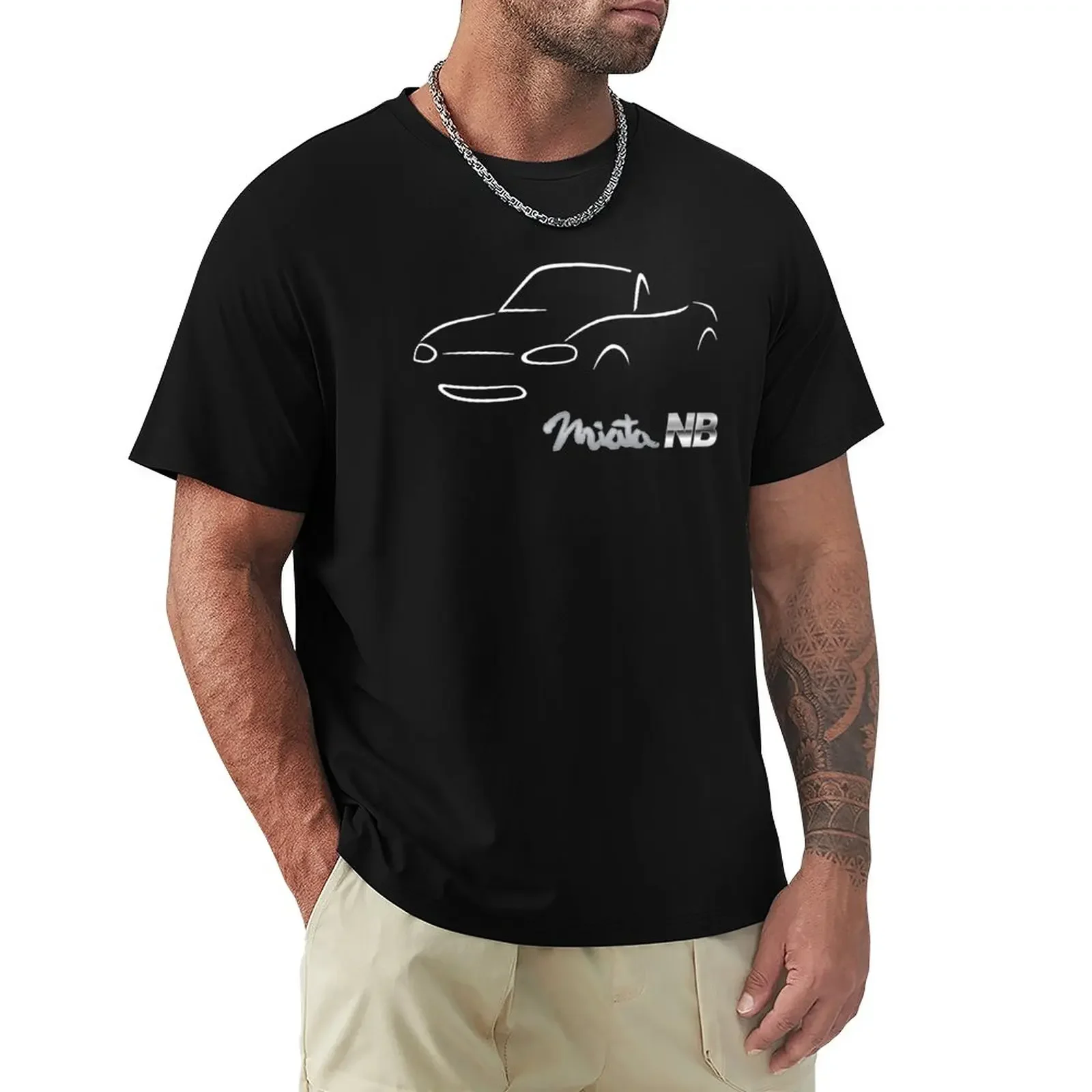 T-Shirt Bianca Miata Nb Camicie Moda Coreana Magliette Grafiche Funnys T-Shirt In Cotone Da Uomo