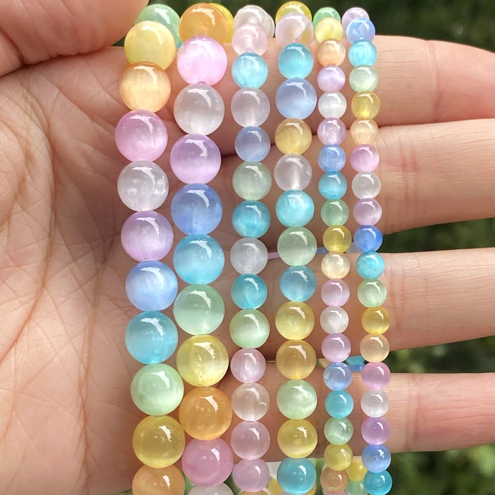 10 Cuentas De Vidrio Ojo De Gato Rosa - 14x7 Mm, Forma Rondelle, Agujero Grande | Deb's