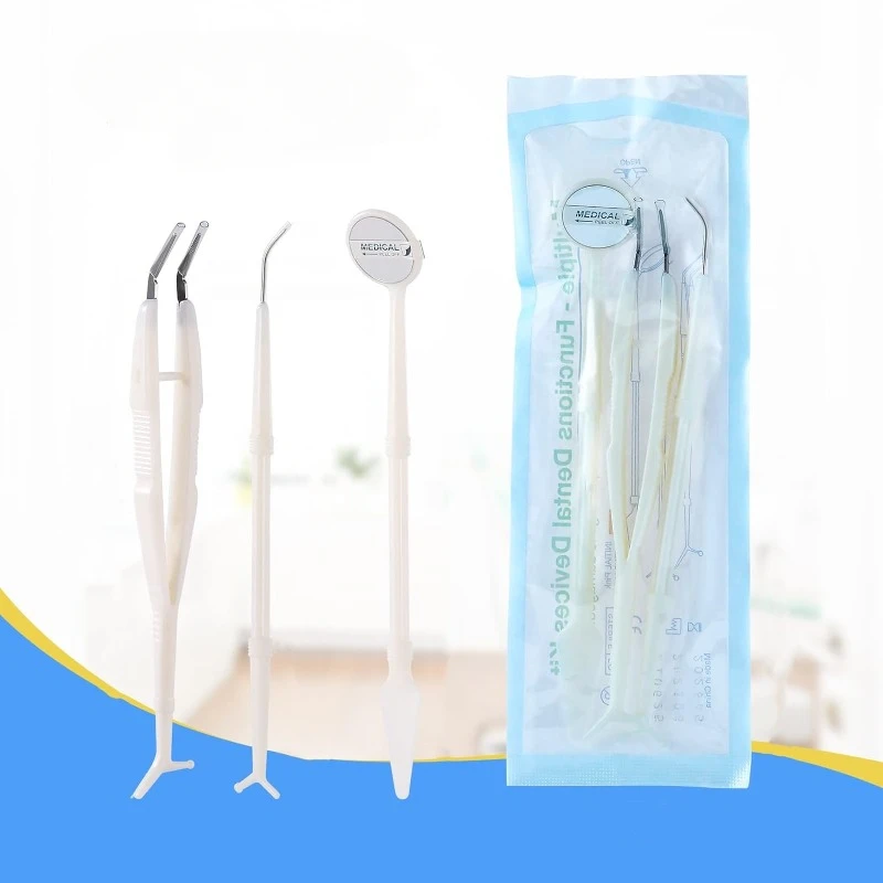 

1pcs Disposable Dental Basic Instruments Kit Dental Mirror Explorer Probe Plier Oral Cleaning Hygiene Kit Dentist Tools
