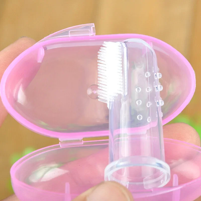 Dental Care Baby Toothbrush Kids Silicone Finger Brush Clear Massage Soft Teether With Box For Infant Boy Girl Teeth baby toothbrush baby teeth cleaning tool