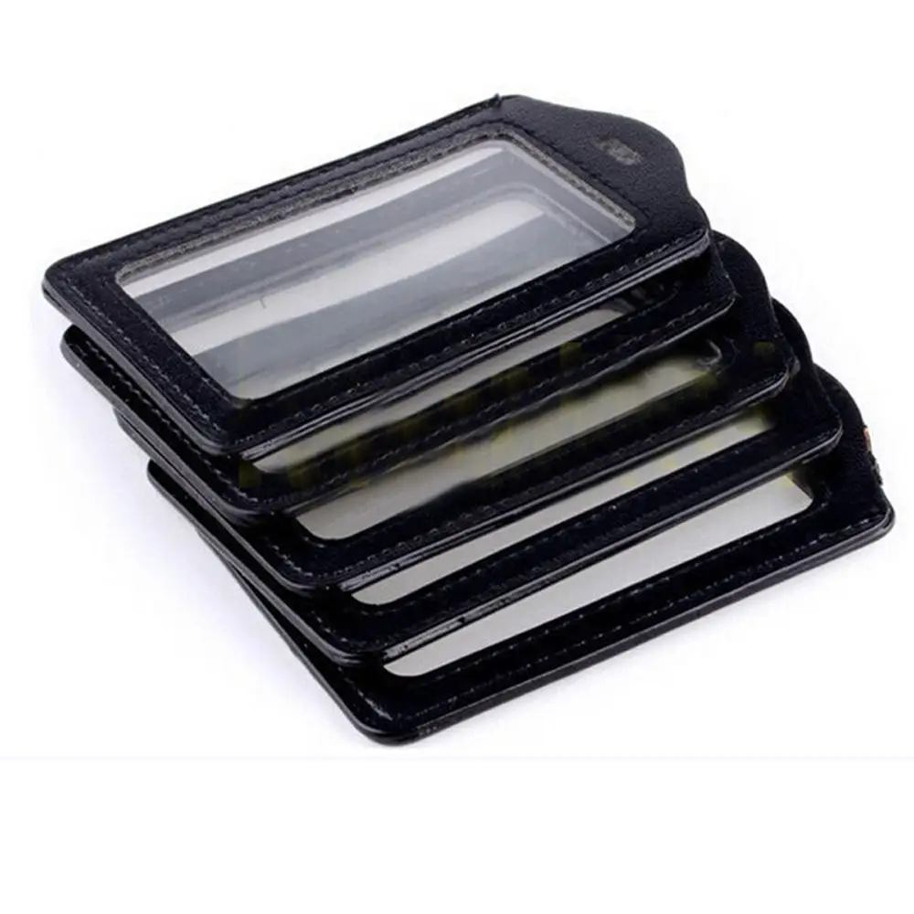 

5Pcs Faux PU Leather ID Credit Card Case Clear Badge Holder Pouch