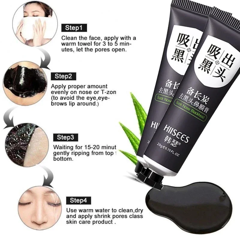 Blackhead Remover Mask Bamboo Charcoal Deep Cleansing Oil-Control Beauty Skin Care Face Black Mask Acne Treatment Peel Off Mask