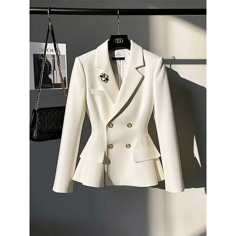 ملابس النساء ربيع الخريف موضة الكورية زر بلون مصممة طوق الإناث كل مباراة مزاجه جيب سترة Coa