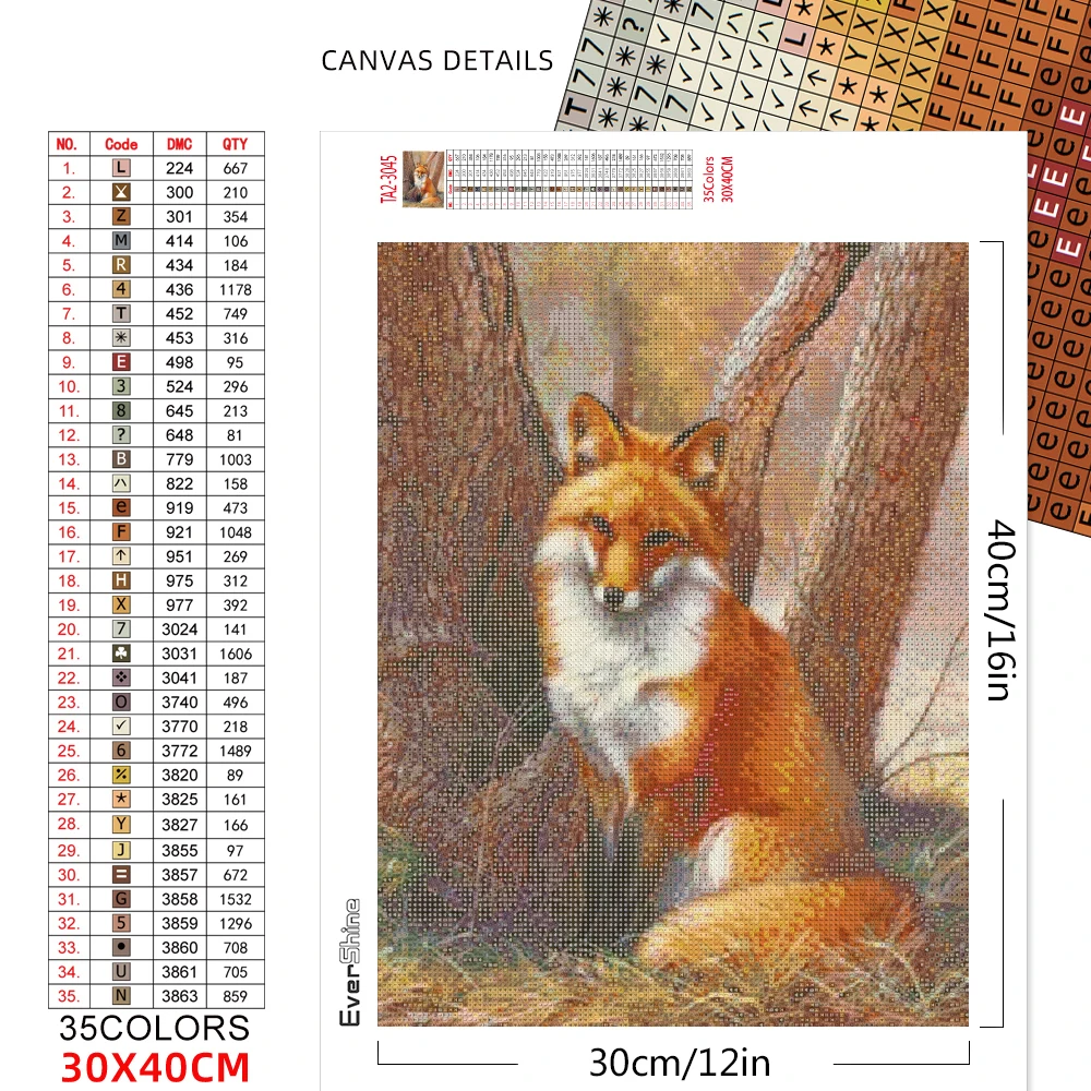 Evershine 5D Diamond Painting Cross Stitch Animals Diamond Embroidery Fox Full Square Rhinestone Pictures Home Decor diamond painting
