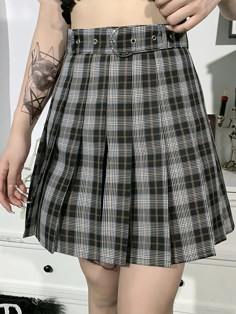 

2023 New Women's Wearpleated Mini Haruku Mall Plaid Aesthetic Fashion Skirts Women Gothic Streetwear Sexy High Waist Summer Shor