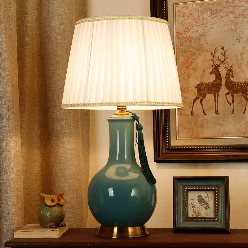 

TEMAR Modern Green Ceramics Table Lamp LED Creative Simple Bedside Desk Light Fashion Decor for Home Living Room Bedroom