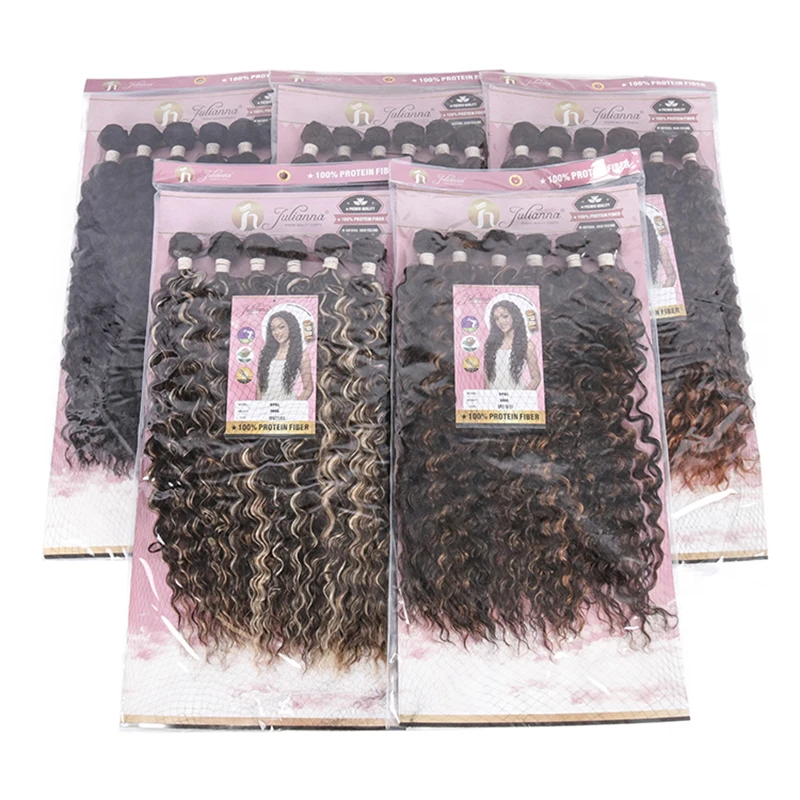 jULIANNA Synthetic Natural Curly Hair Bundles Super Long Hair Extensions Organic Fiber Water Wave Weave Full to End