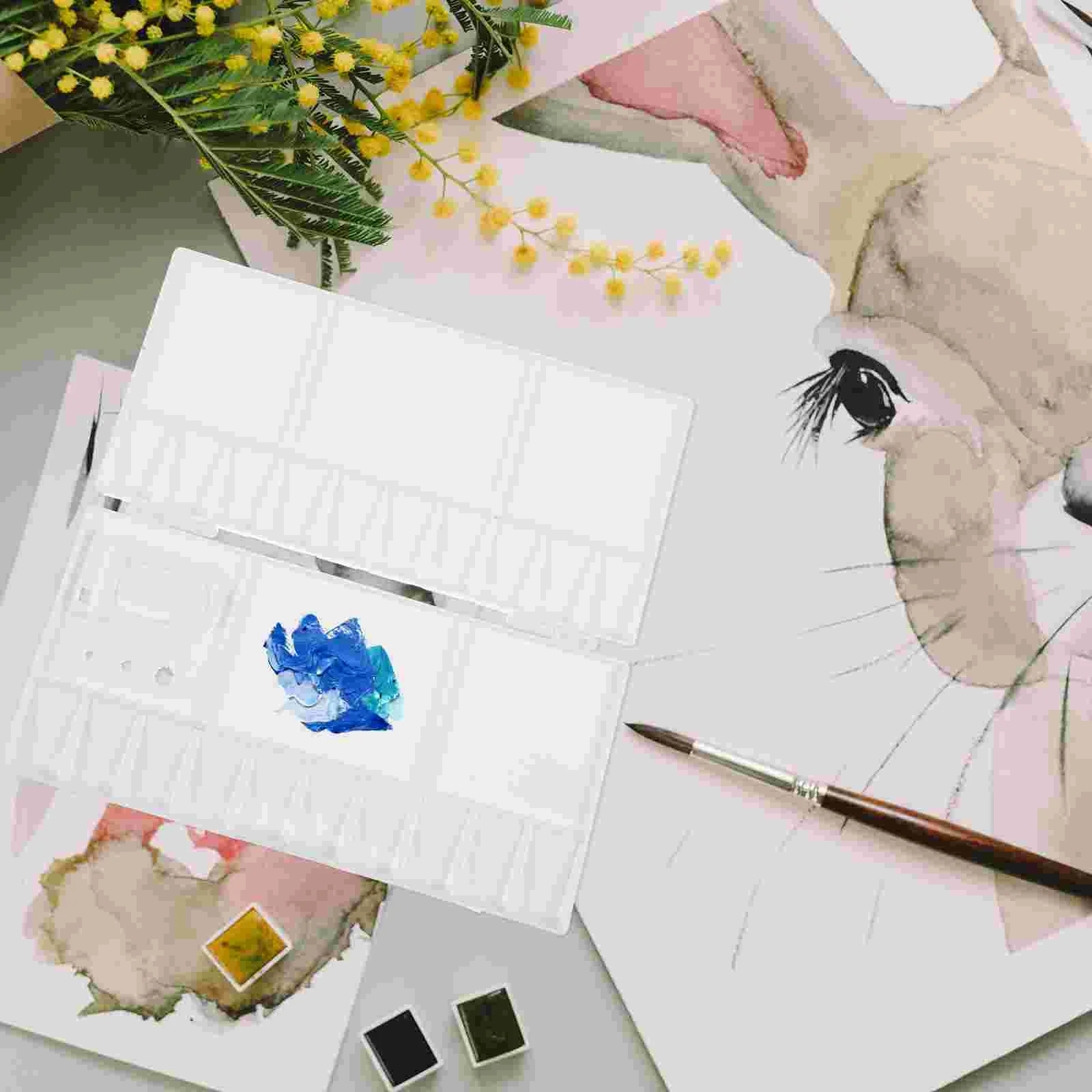 

Acrylic Paint Palette Watercolor Pan Compartments Color Mixing Box Compartments Cases Household Holder