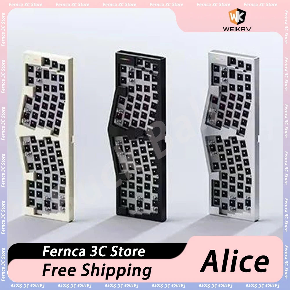 

Механическая клавиатура WEIKAV с записью Alice, проводная игровая клавиатура с RGB подсветкой, из алюминиевого сплава, для эргономичных игр, для ПК