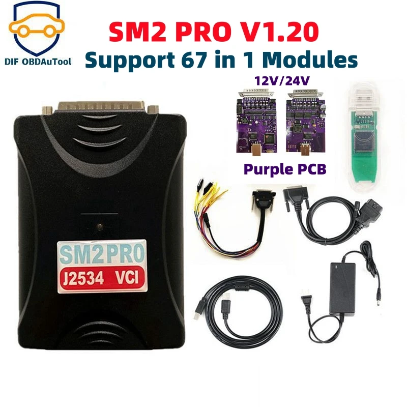 

SM2 PRO VCI J2534 Hardware V2.21.21 with Dongle 67 IN 1 ECU Read&Write V1.20 EEPROM FLASH BENCH OBD Support 12V/24V