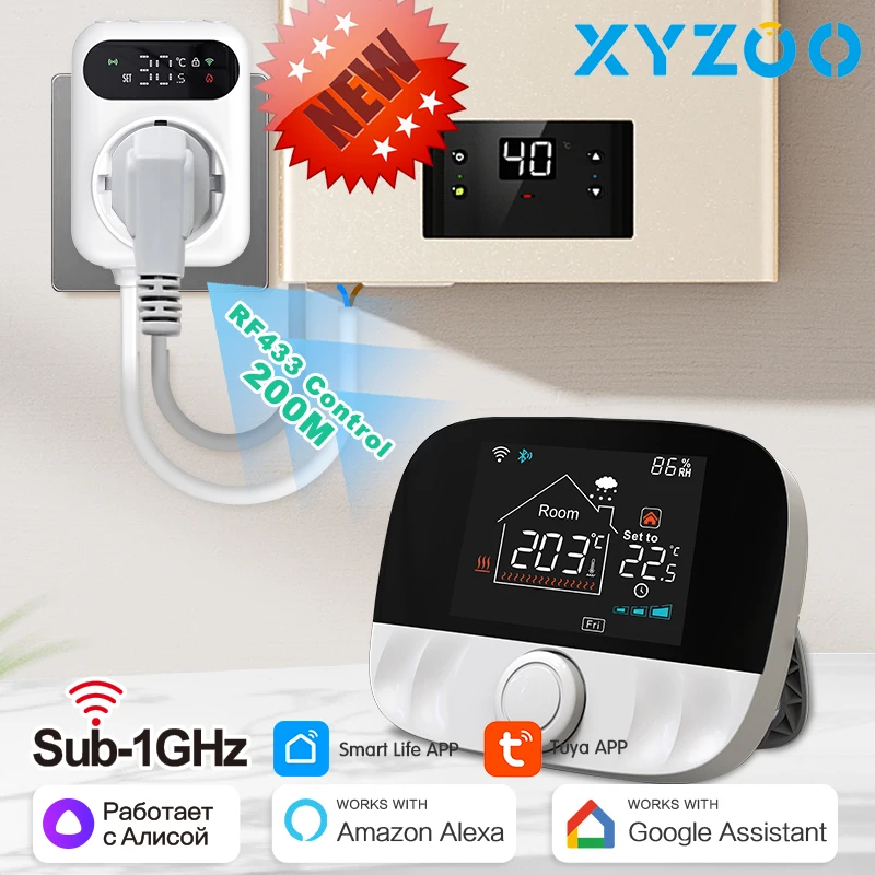 ใหม่ WiFi Wireless Thermostat Tuya สมาร์ทรีโมทคอนโทรลอุณหภูมิแบตเตอรี่สําหรับหม้อต้มแก๊สตัวรับสัญญาณ Google Aliexa 1