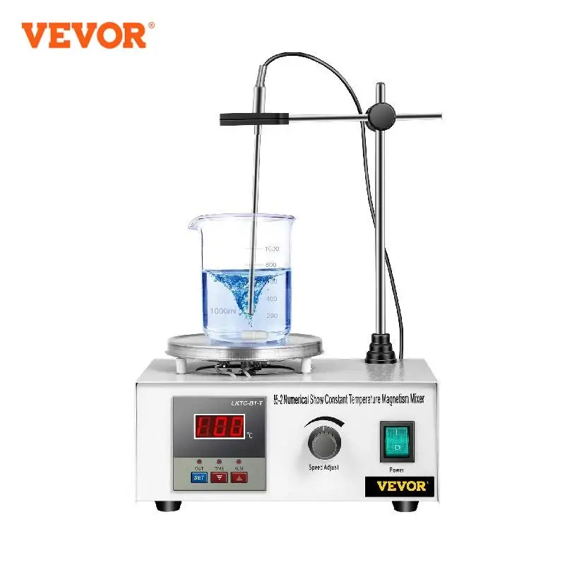 실험실용품 VEVOR 가열 마그네틱 교반기 핫 플레이트, 교반 바 포함, 볼텍스 믹서 증류 키트, 화학 실험실 장비, 1L, 0 ...