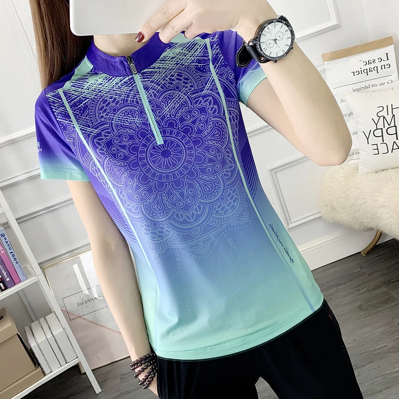 Sport T Shirt Summer Women T-shirts Ice Silk Quick Dry Short Sleeve Outdoor Sports