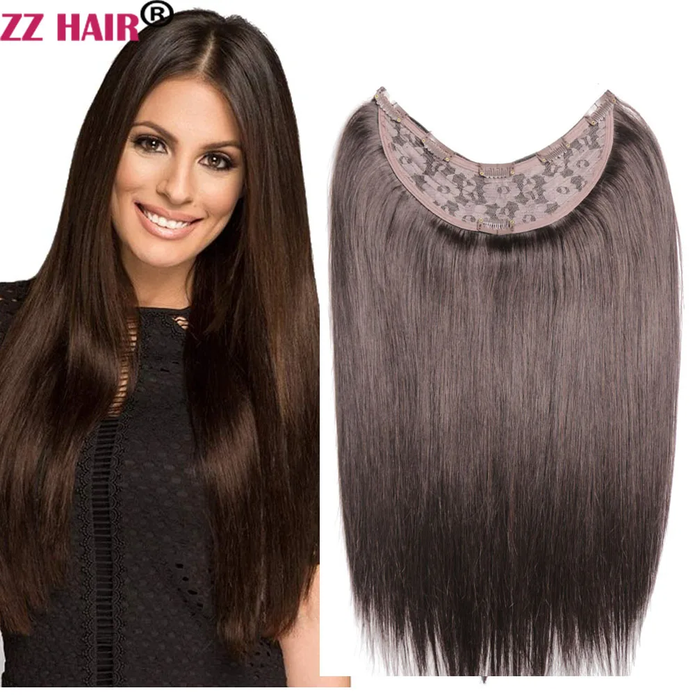 100% Human Hair Remy U Part Wig, 26 Inches Long, Brown's