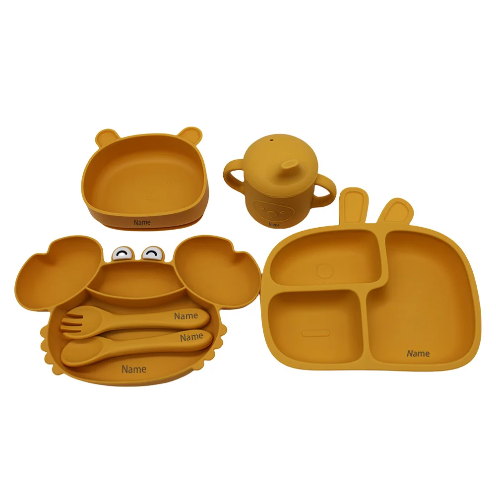 6-Piece Silicone Tableware Set with Free Name Engraving Creative gifts tailored for boys and girls