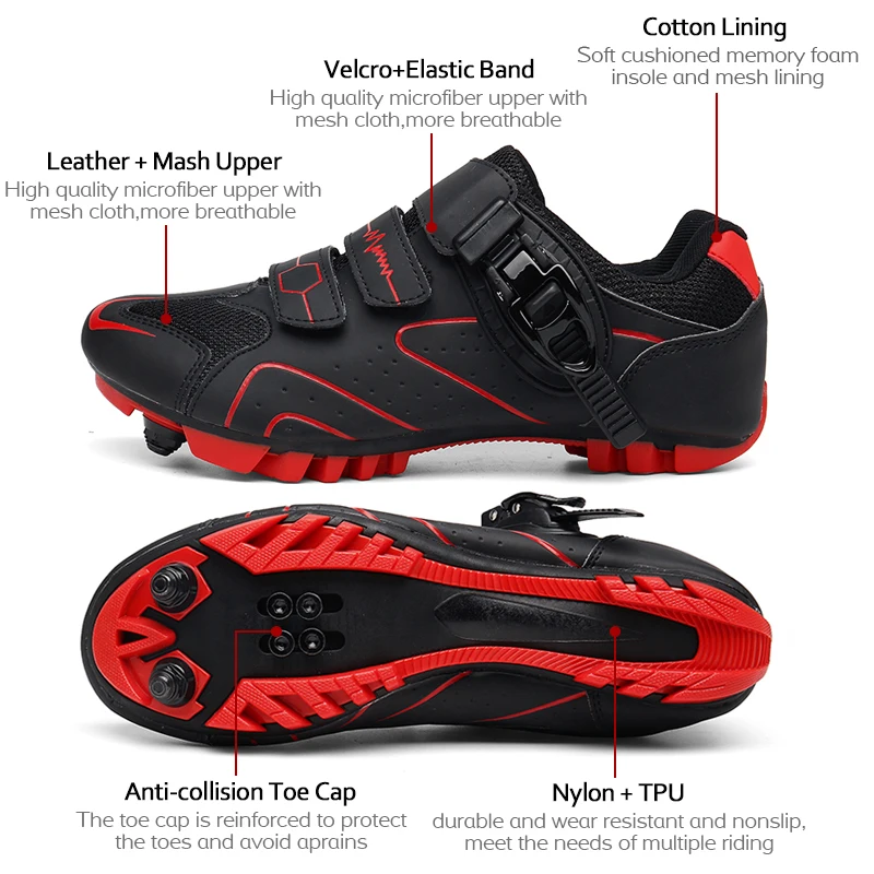Cycling Shoes Mountain Bike Shoes Mens Cycling Shoes Quick Ratchet Buckle Compatible with SPD System Pedal for Indoor Outdoor Women MTB
