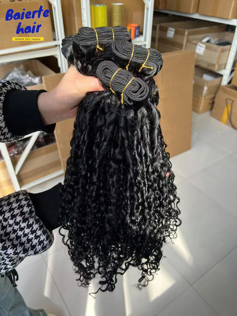 15A Pixie Lockige Haarbündel, Kinky Curly Echthaar, 3/4 Bündel-Set, Unbehandeltes Jungfräuliches Lockiges Echthaar, Haarverlängerung mit Doppelten Tressen – Detail 16