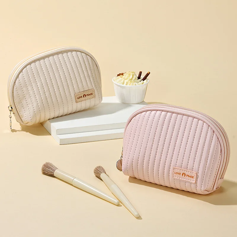 반원형 케이크 메이크업 가방, 휴대용 소녀 화장품 보관 가방, 여행 메이크업 정리함, 미니 핸드헬드 메이크업 파우치 정리함