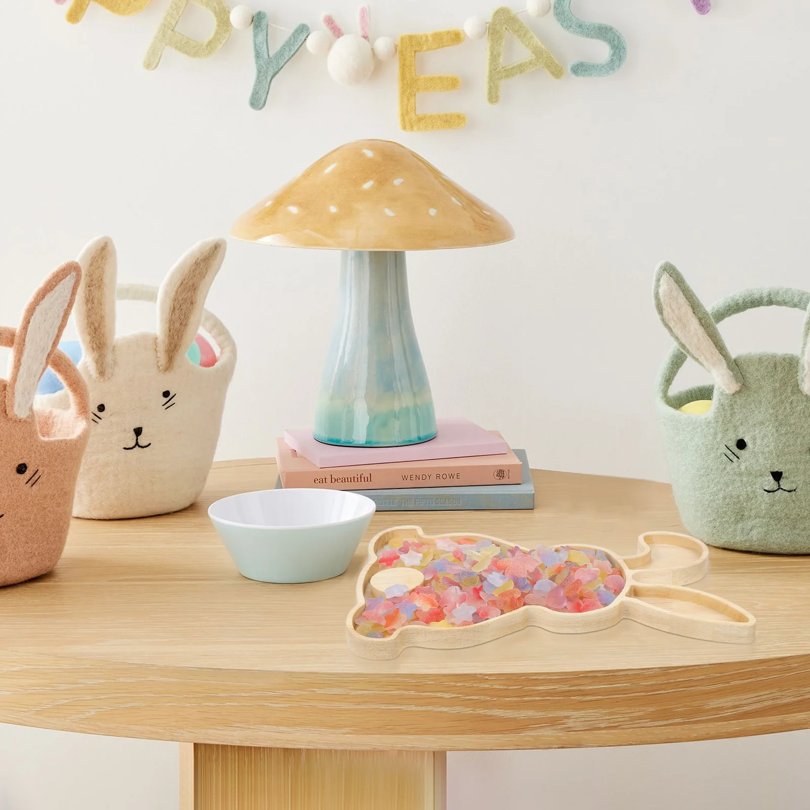 Rabbit Serving Tray Easter Bunny Plate Wood Fruit Wooden Shape Food Decorative Delicate Dessert Dish 2