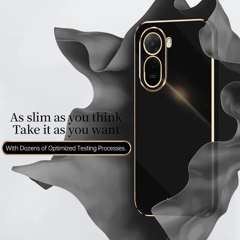 Luxury Silicone Camera Protection Square Mobile Phone Case with Fashionable Plating Design