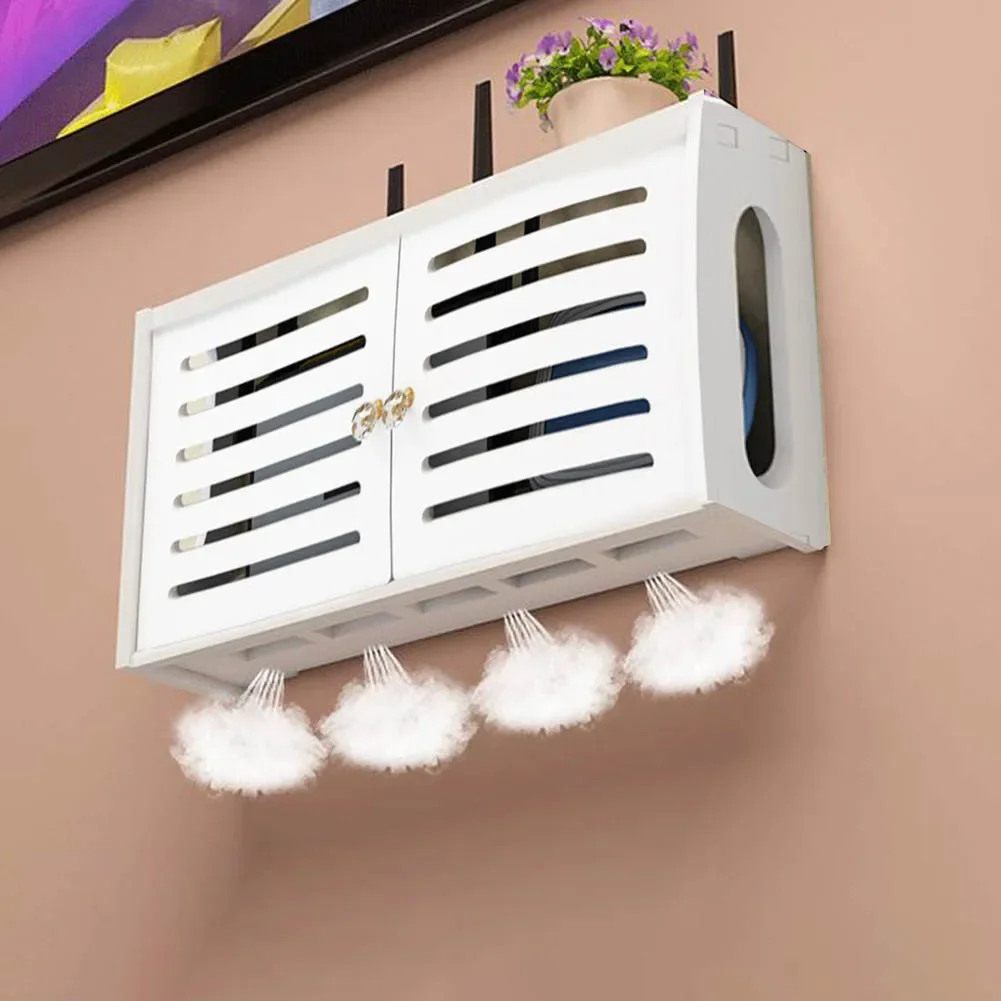 

Wall Mounted Wireless Router Rack Living Room Wall-Mounted WiFi Storage Box Wall Decoration Cable Power Bracket Organizer Box