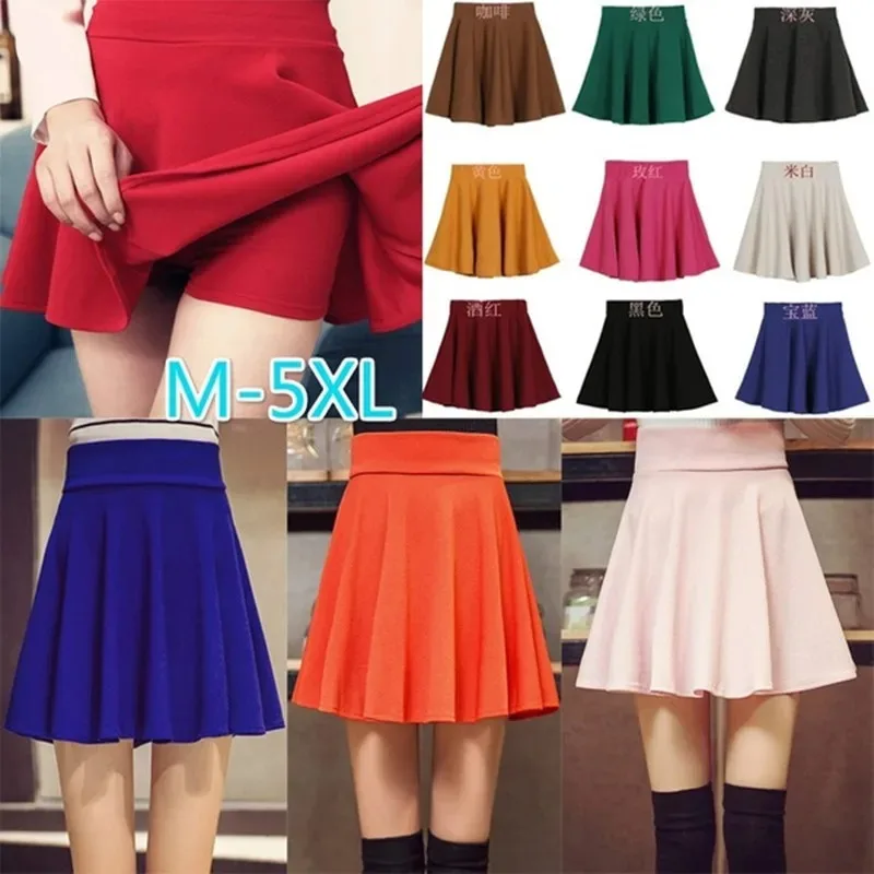 Women Sport Pleated Mini Skirt Candy Color Skater Tennis Skirt Uniform High Waist Short Safe for Badminton Cheerleader