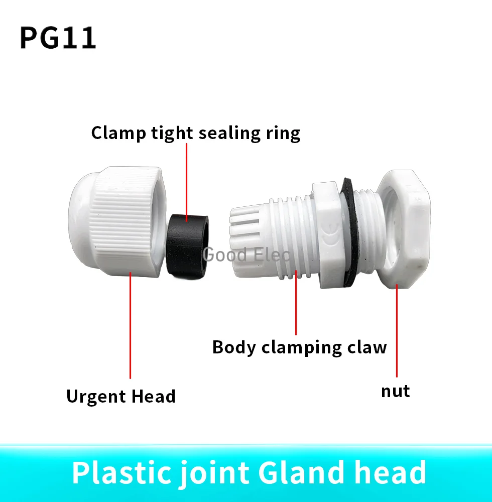 10PCS High Quality IP68 PG11 5-10MM Waterproof Nylon Cable Gland No Waterproof Gasket Plastic Cable Gland