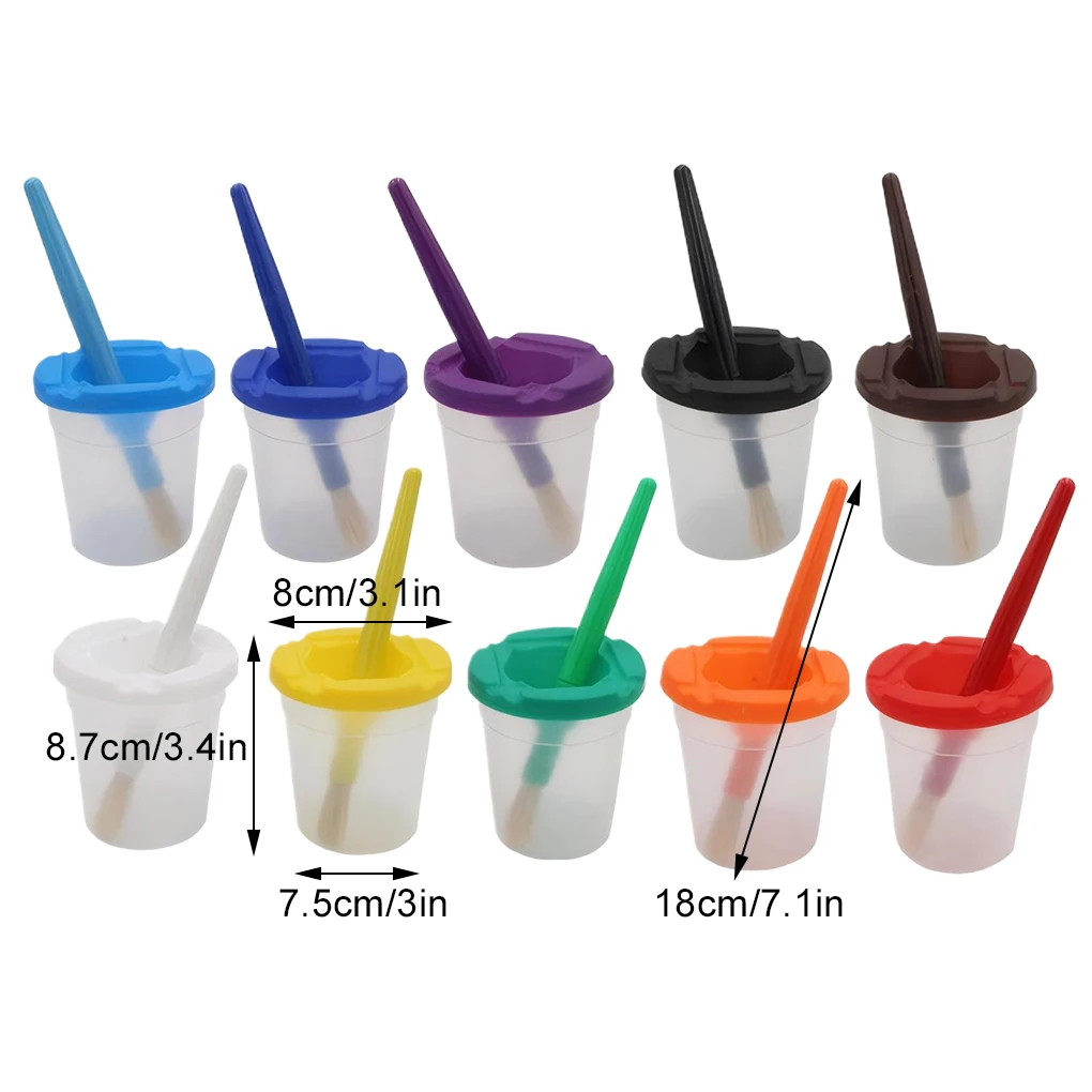 Mess-Free Paint Cups With Lids 10PCS Painting Sets For Kids Lids For Kids Inspire Creativity
