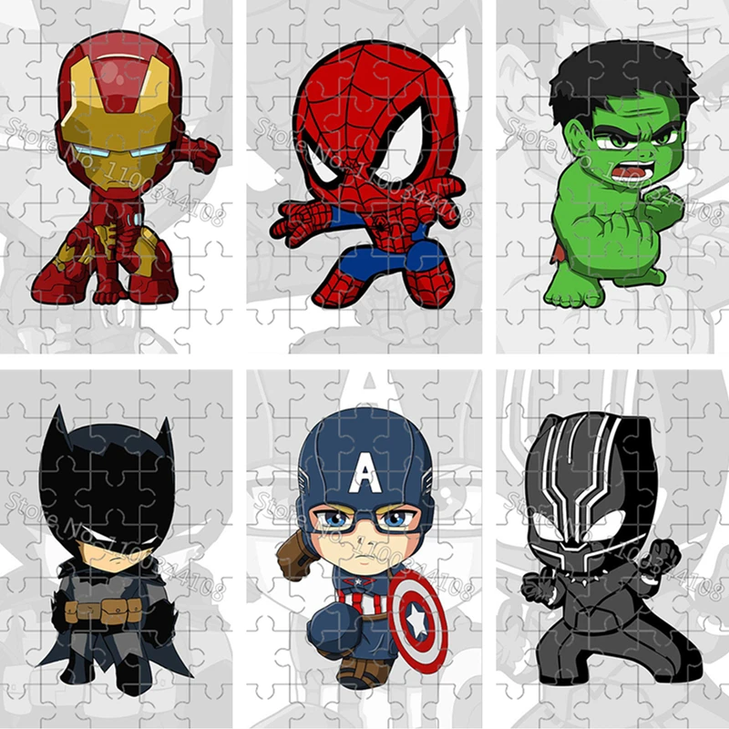 Rompecabezas De Marvel De Disney Para Niños, Juego Educativo De Superhéroes De Dibujos Animados, Spiderman, Iron Man, Hulk, Diy, Hecho A Mano, Piezas - Rompecabezas AliExpress