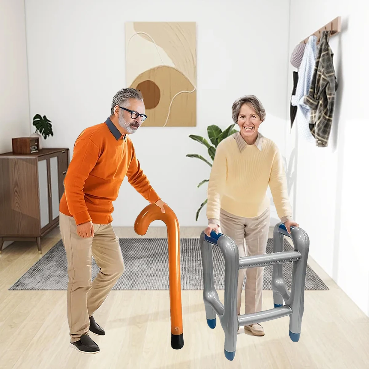 inflatable walking aid crutch Halloween and Christmas props for the disabled handrails and simulated walking frames