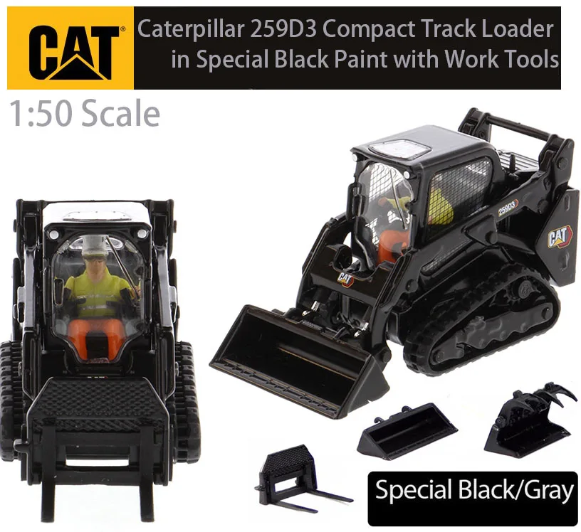 

DM 1/50 Cat 259D3 Compact Track Loader in Special Black Paint with Work Tools By Diecast Masters For Collection 85677BK