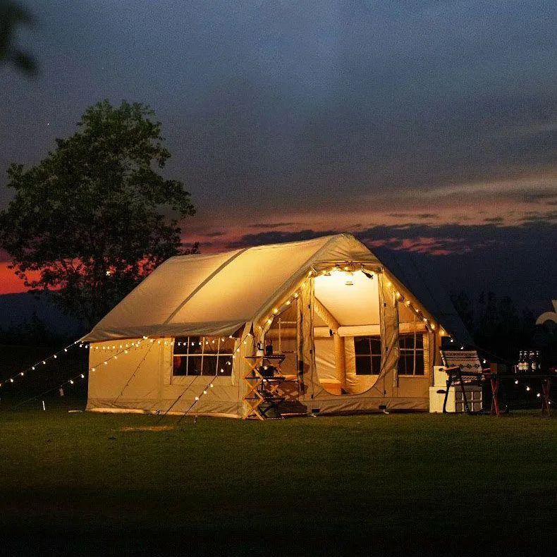 Description Picture 4 of itemInflatable camping tent 10 square meters large space for 6-8 person Chimney design rainproof easy set up no need to build