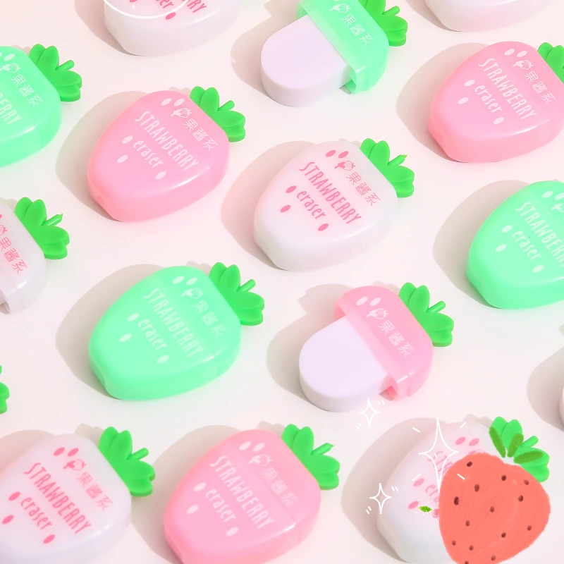 Sweet Strawberry Rubber Eraser 3 pcs/lot School Supplies Stationery Kids Students Cool Prizes Cute Erasers pencil eraser