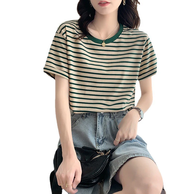 Maternity Clothes For Women Breastfeeding Tops Summer Short Sleeve Striped Splicing Pregnant T-Shirts Casual Nursing Clothing 6