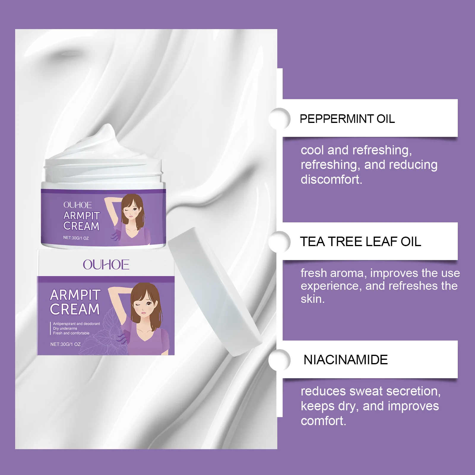 Underarm Odor Removal Cream Body Cleaning Deodorizing Bad Smell Refreshing Antiperspirant Lasting Aroma Anti Sweating Skin Care